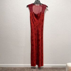 VIntage Victoria's Secret Gold Label Maxi Slip dress Burgundy Nightgown Chemise